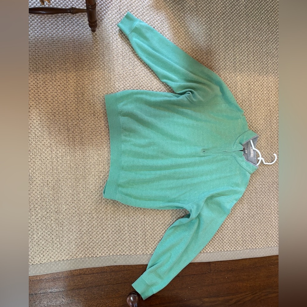 Peter Millar Sweater Mens L Green Quarter Zip Mock Neck Pima Cotton Blend Golf